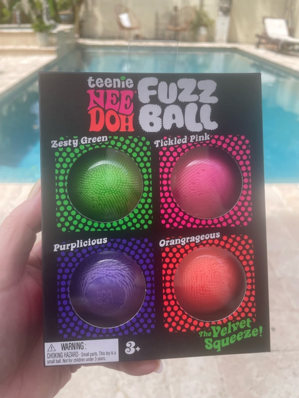 New in Box teenie NEE DOH Fuzz Ball 4-Pack - Green, Pink, Purple, Orange